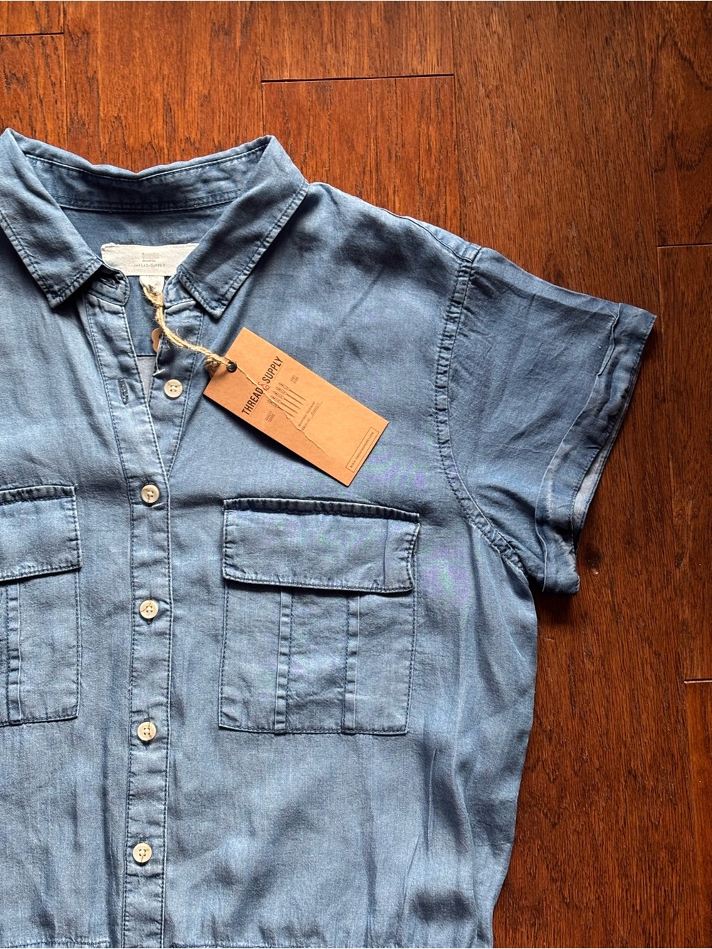 Thread & Supply Denim Utility Button Down Shirt Dress | Size L - Picture 4 of 12